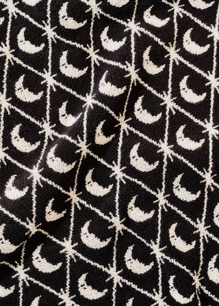 Moon and Stars Black and White Terry Cloth Towel