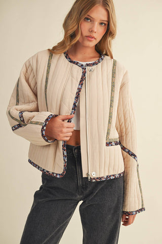 Quilted Jacket in Sand Beige