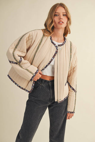 Quilted Jacket in Sand Beige