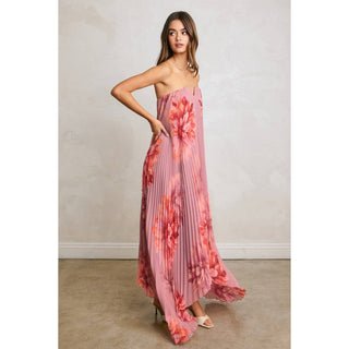 Pleated Maxi Dress in Dahlia Garden