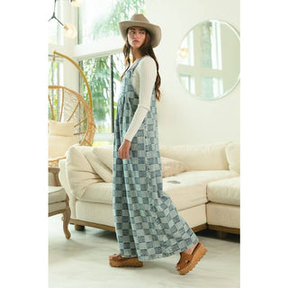 Vintage Denim Washed Checkered Overalls