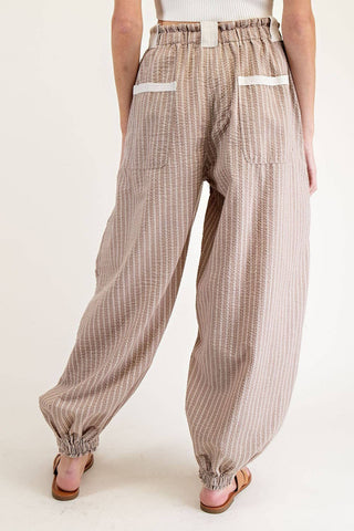 Striped Drawstring Jogger in Coco