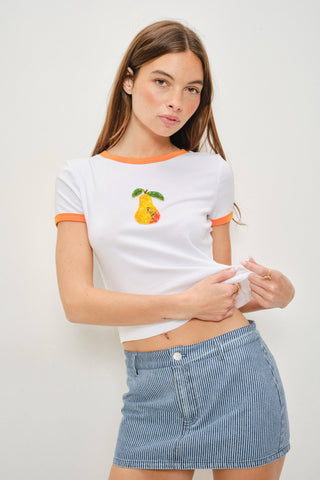 Beaded Pear Ringer Top