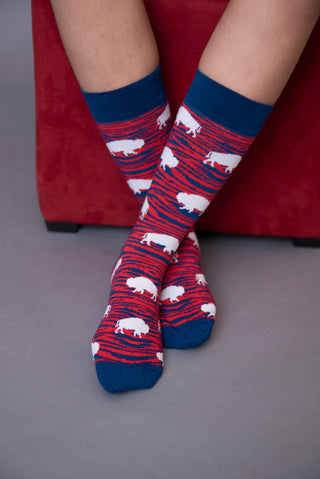Red And Blue Zebra Buffalo Socks for Kids