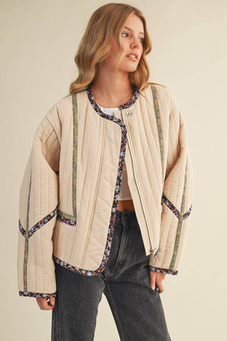 Quilted Jacket in Sand Beige