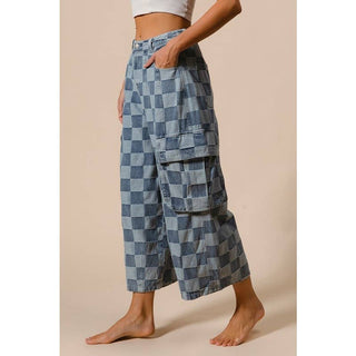 Cargo Checker Pants in Denim