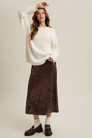 Velvet Ditsy Floral Midi Skirt
