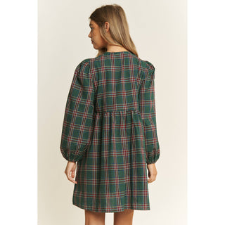 Soft Plaid Babydoll Mini Dress