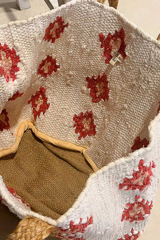 Floral Cotton Weave Tote Bag