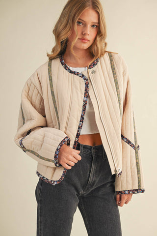 Quilted Jacket in Sand Beige