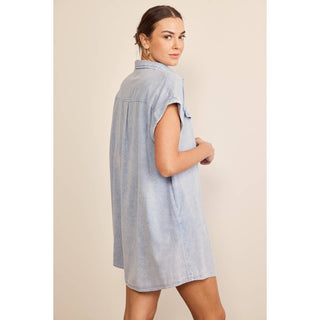 Acid Washed Button Down Dress