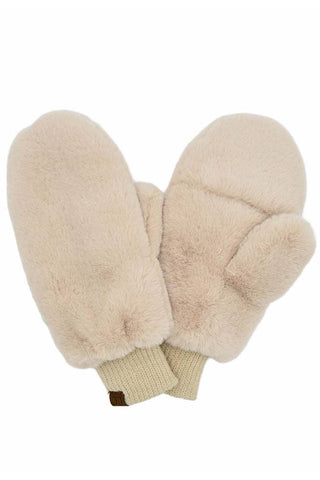 C.C Faux Fur Mittens with Shepherd Lining: Rose