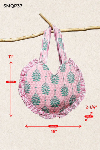 Heart Shaped Ruffle Quilted Tote Bag
