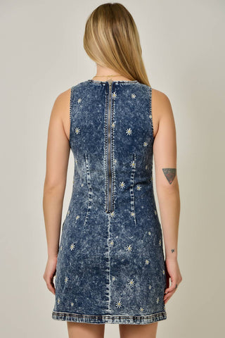Embroidered Denim Dress