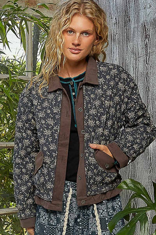Floral Pattern Quilted Jacket