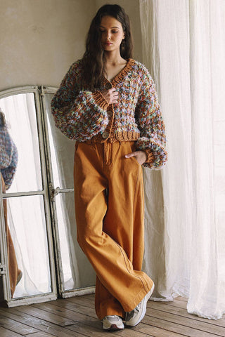 Hand-Knit Multicolor Cardigan
