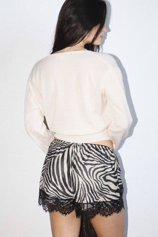 Zebra Print Lace Trim Shorts