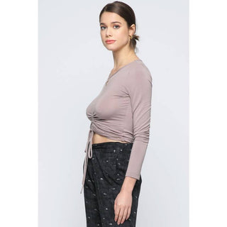 Ruched Front Tie Top in Black
