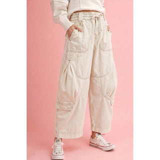 Washed Denim Ballooner Joggers in Ivory