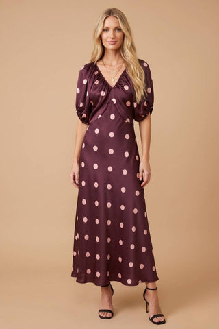 Satin Polka Dot Maxi Dress