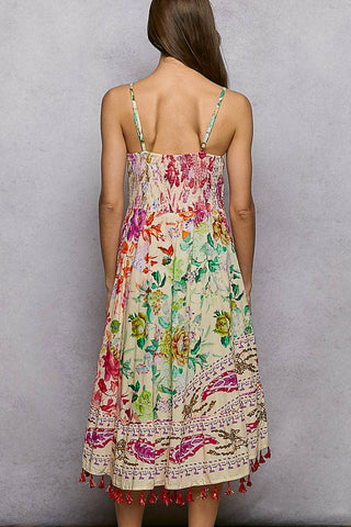 Bohemian Floral Woven Midi Dress