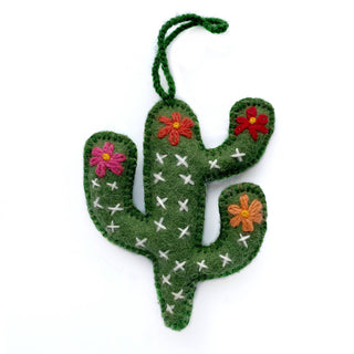Cactus Embroidered Wool Christmas Ornament