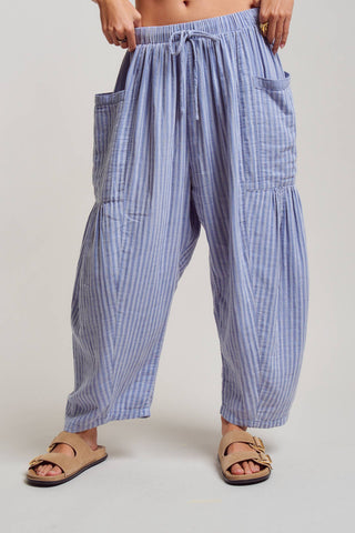 Striped Cotton Harem Pants