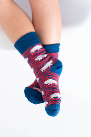 Red And Blue Zebra Buffalo Socks for Kids