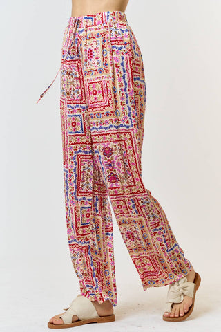 Red Paisley Wide Leg Pant