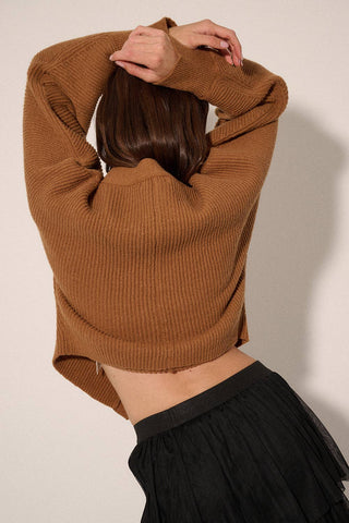 Rib Knit Cardigan in Rust