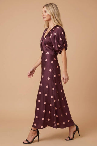 Satin Polka Dot Maxi Dress