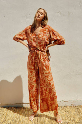Conversation Print Wide Leg Pants
