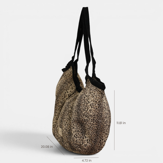 Leopard Jacquard Medium Zippered Tote Bag