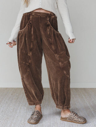 Nora Gathered Barrel Corduroy Pant