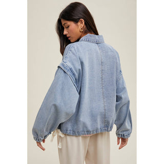 Oversized Denim Bomber Jacket