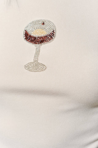 Espresso Martini Beaded Top in Sand