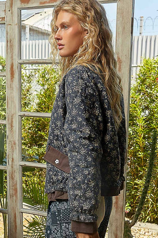 Floral Pattern Quilted Jacket