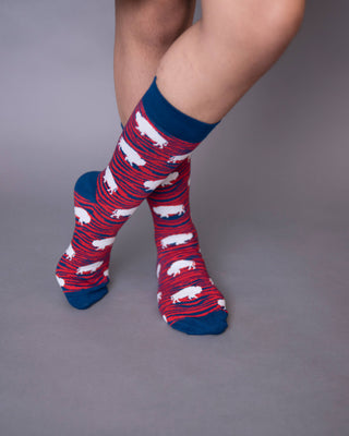 Red And Blue Zebra Buffalo Socks for Kids