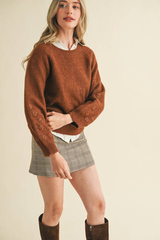 Floral Knit Puff Sleeve Sweater