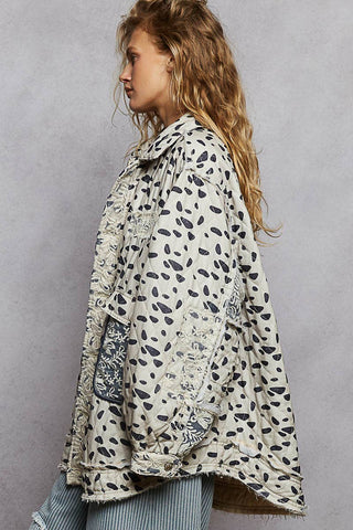 Overlaid Lace Quilted Woven Jacket