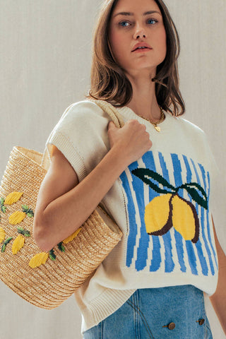Lemon Graphic Knit Vest