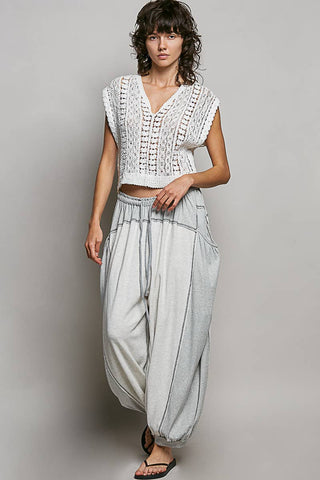 Thermal Double Gauze Rib Mix Pants