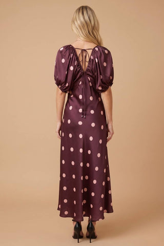 Satin Polka Dot Maxi Dress