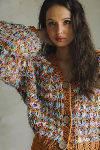 Hand-Knit Multicolor Cardigan