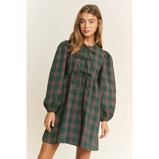 Soft Plaid Babydoll Mini Dress