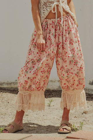 Floral Cotton Balloon Bloomer Pants