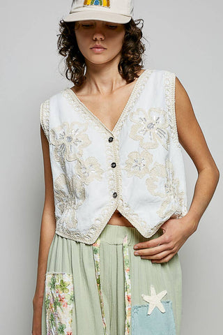 Crochet Sequined Vest
