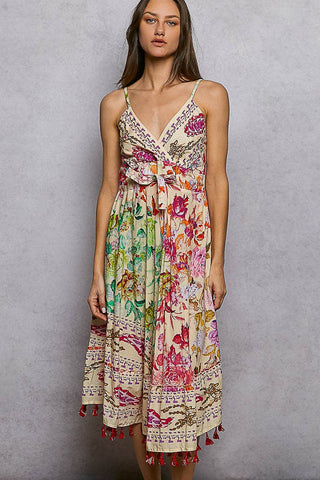 Bohemian Floral Woven Midi Dress