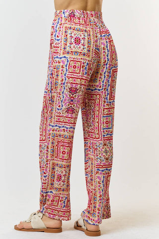 Red Paisley Wide Leg Pant