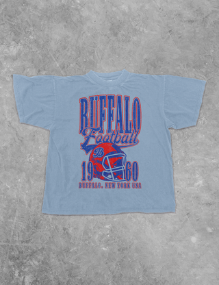 Vintage Buf Football T-Shirt in Clear Blue